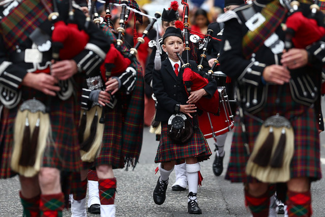 Glencorse pipe band play during the 10th Diwali Celebrations on November 03, 2024 in Edinburgh, Scotland. Diwali, also known as Deepavali, is the Hindu festival of lights celebrated each autumn. (Photo by Jeff J. Mitchell/Getty Images)