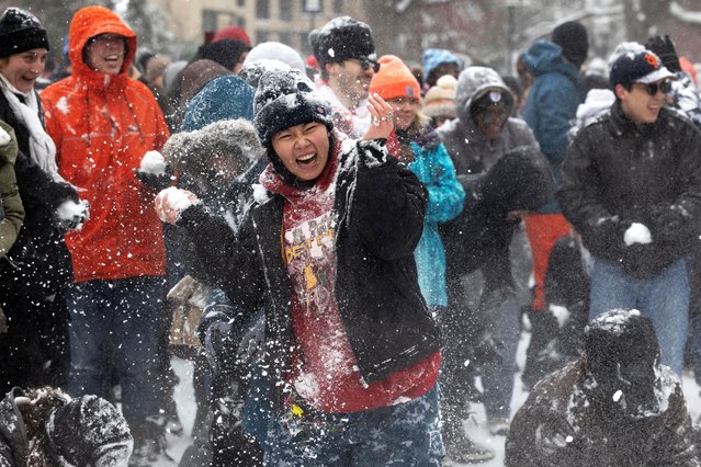 People participate in snowball fight at Meridian Hill Park, as a winter storm that brought snow, ice and freezing temperatures to a broad swath of the U.S. hits Washington, U.S. January 6, 2025. (Photo by Marko Djurica/Reuters)