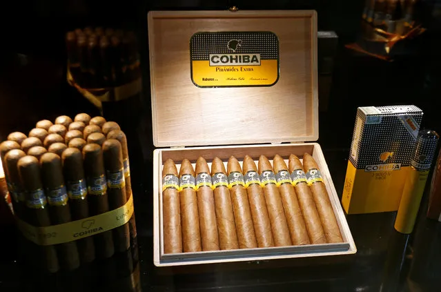 Cohiba cigars are displayed during the opening of the XX Habanos Festival in Havana, Cuba on February 27, 2018. (Photo by Reuters/Stringer)