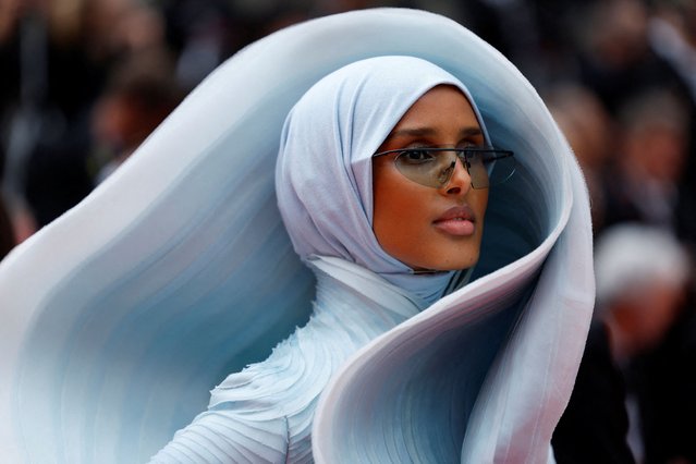 Somalian-Norwegian model Rawdah Mohamed arrives for the screening of the film “The Apprentice” at the 77th edition of the Cannes Film Festival in Cannes, southern France, on May 20, 2024. (Photo by Clodagh Kilcoyne/Reuters)