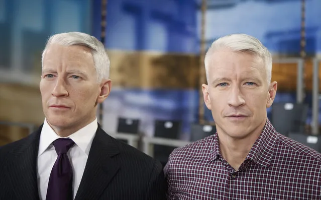 Television journalist Anderson Cooper poses for a portrait with his wax figure from Madame Tussauds after seeing it for the first time on his talk show in New York, September 8, 2011. (Photo by Lucas Jackson/Reuters)