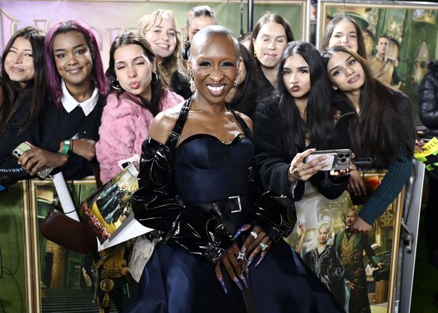 English actress Cynthia Erivo speaks with fans at the “Wicked: For Good” European Premiere at Cineworld London Leicester Square on November 10, 2025 in London, England. (Photo by Gareth Cattermole/Getty Images)