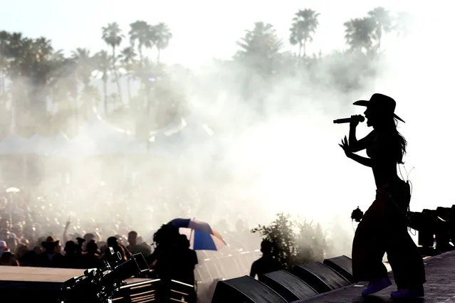 American singer Becky G performs on the Coachella Stage during the 2023 Coachella Valley Music and Arts Festival on April 21, 2023 in Indio, California. (Photo by Michael Loccisano/Getty Images for Coachella)