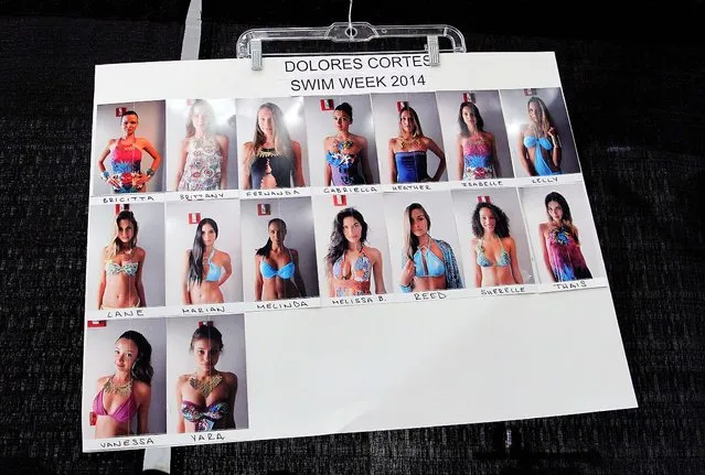 A model chart  backstage at the Dolores Cortes show. (Photo by John Parra/Getty Images for Dolores Cortes)