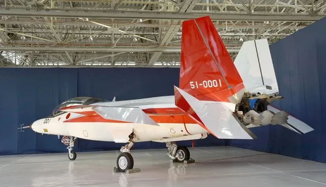 A prototype of the first Japan-made stealth fighter is pictured at a Mitsubishi Heavy Industries' factory in Toyoyama town, Aichi Prefecture, central Japan, in this photo taken by Kyodo January 28, 2016. (Photo by Reuters/Kyodo News)
