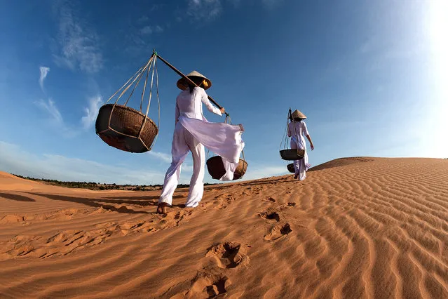 “Going Home”. Two Vietnamese ladies walking home along the popular sand dunes in Mui Ne in Phan Thiet, Vietnam. Mui Ne remains a must see in Vietnam, and is popular among tourists. Photo location: Phan Tiet, Vietnam. (Photo and caption by Ng Yeow Kee/National Geographic Photo Contest)