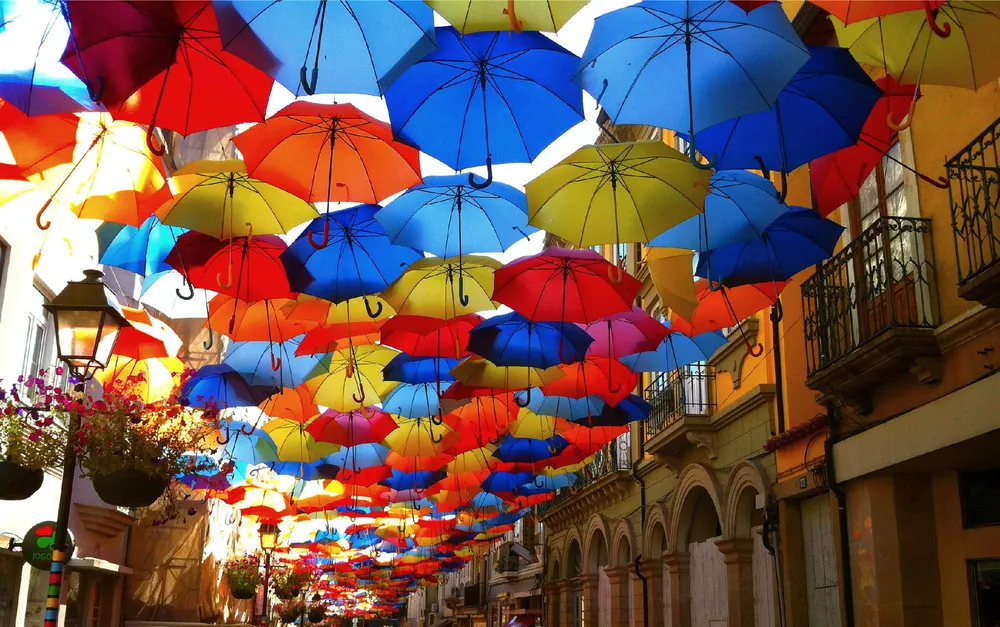 Umbrella Sky In Agueda, Portugal