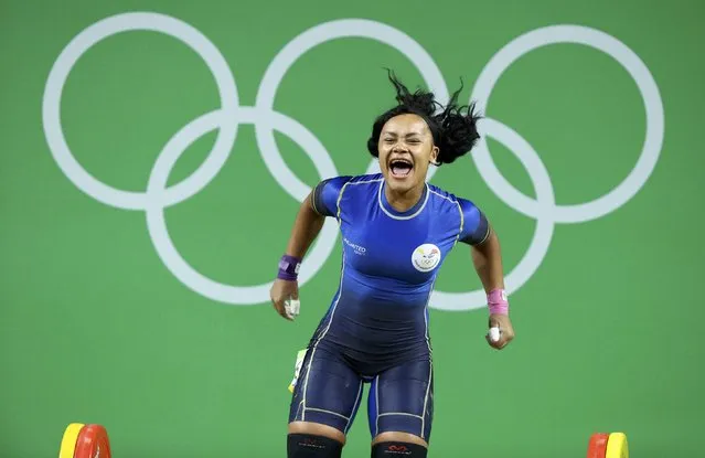 2016 Rio Olympics, Weightlifting, Final, Women's 69kg, Riocentro, Pavilion 2, Rio de Janeiro, Brazil on August 10, 2016.  Neisi Dajomes (ECU) of Ecuador celebrates. (Photo by Athit Perawongmetha/Reuters)