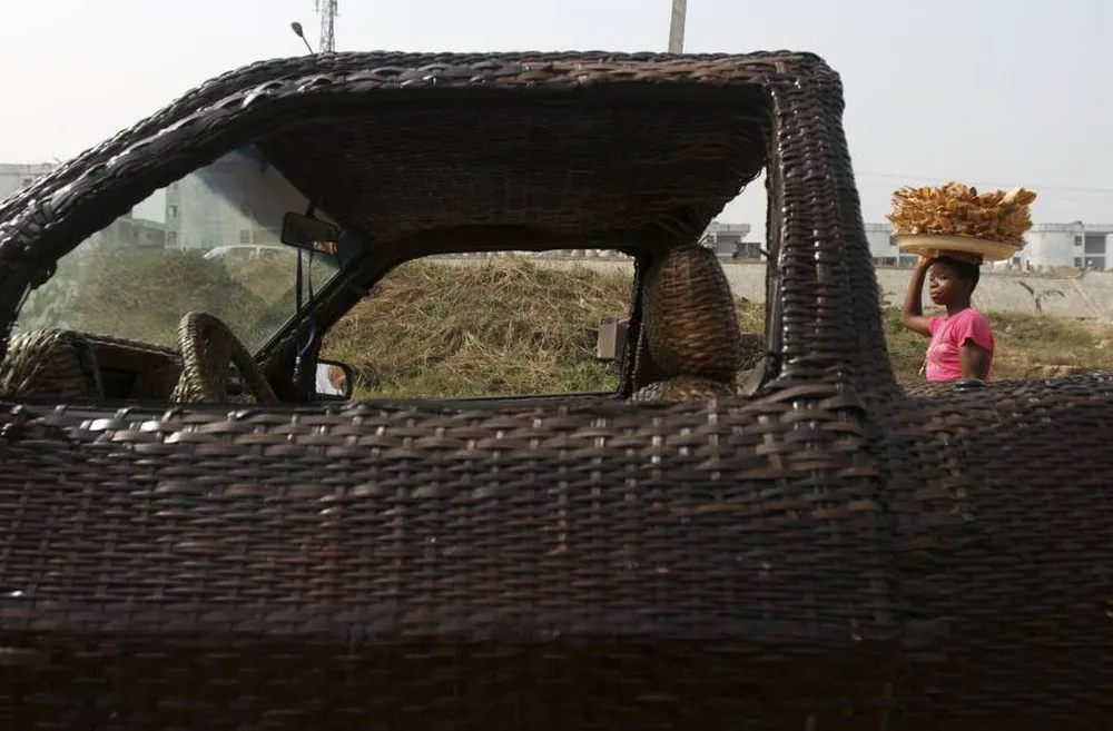 African Car Made from Woven Raffia Palm