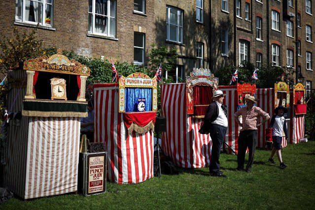 Puppeteers attend the Covent Garden's May Fayre & Puppet Festival, at Covent Garden, central London, on May 12, 2024. (Photo by Henry Nicholls/AFP Photo)