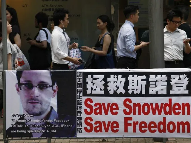 “The state-controlled Chinese media is lauding Edward Snowden’s conduct as the definition of heroism”. (Photo by Bobby Yip/Reuters)