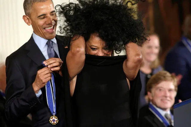 U.S. President Barack Obama presents the Presidential Medal of Freedom to singer Diana Ross during a ceremony in the White House East Room in Washington, U.S., November 22, 2016. (Photo by Yuri Gripas/Reuters)