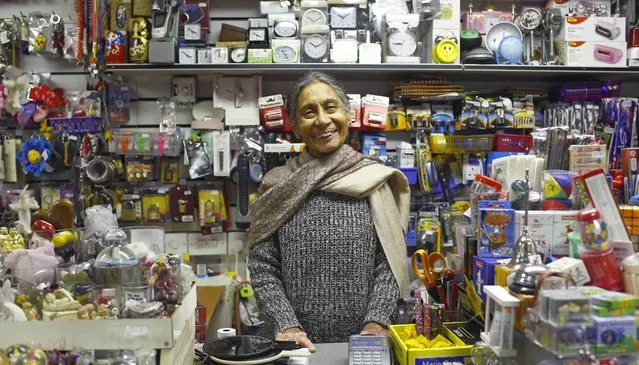 Rekha Shah, 67, poses for a photograph at her workplace, Everything etc, in the London constituency of Brent Central, Britain, April 3, 2015. Shah, who was born in Kenya, said: “I'll be frank. I don't know a lot about politics but I hope whoever gets in does a little more for the little shops”. (Photo by Eddie Keogh/Reuters)