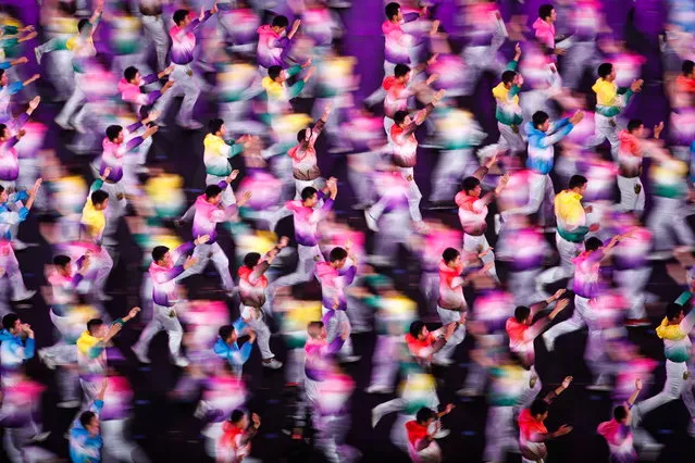 Performers in action during the Asian Culture Carnival at the National Stadium (The Bird's Nest) in Beijing, China, 15 May 2019. Around 8,000 performers from different countries including China, South Korea, and Japan took part in the Asian Culture Carnival. The Carnival is the part of The Conference on Dialogue of Asian Civilizations event which China hosts from 15 May. (Photo by Roman Pilipey/EPA/EFE)