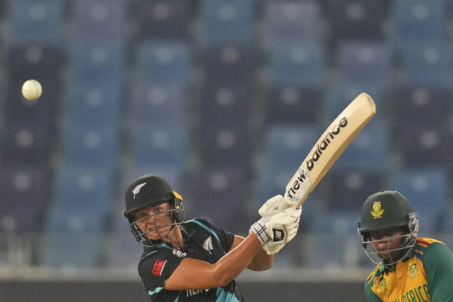 New Zealand's Suzie Bates plays a shot during the ICC Women's T20 World Cup 2024 final match between New Zealand and South Africa at Dubai, United Arab Emirates, Sunday, October 20, 2024. (Photo by Altaf Qadri/AP Photo)