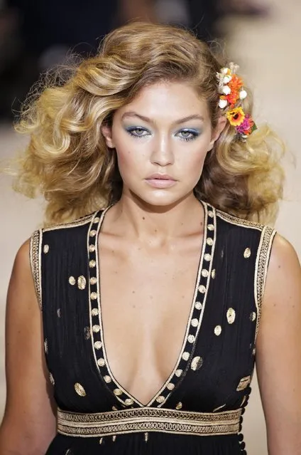 Model Gigi Hadid walks the runway at the Diane Von Furstenberg Spring 2016 fashion show during New York Fashion Week at Spring Studios on September 13, 2015 in New York City. (Photo by JP Yim/Getty Images)