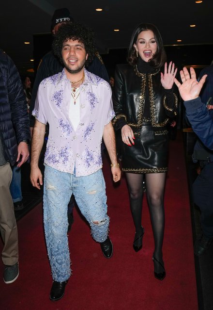 American record producer and songwriter Benny Blanco (L) and American actress and singer Selena Gomez are seen on March 20, 2025 in New York City. (Photo by XNY/Star Max/GC Images)