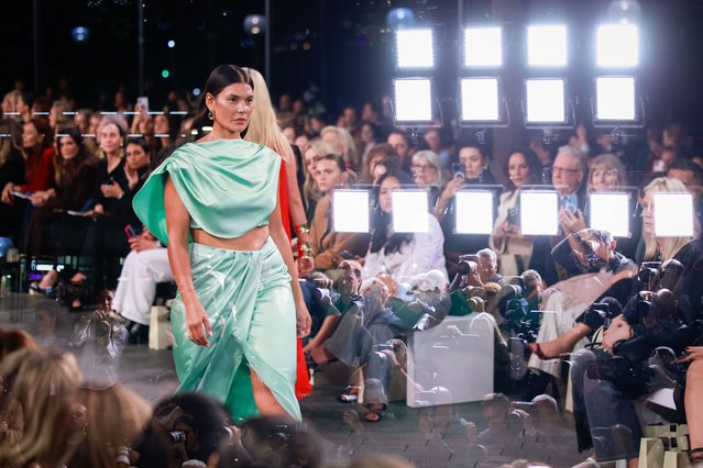 A model walks the runway during the XXX show at Australian Fashion Week 2025 at Museum of Contemporary Art on May 12, 2025 in Sydney, Australia. (Photo by Hanna Lassen/Getty Images)