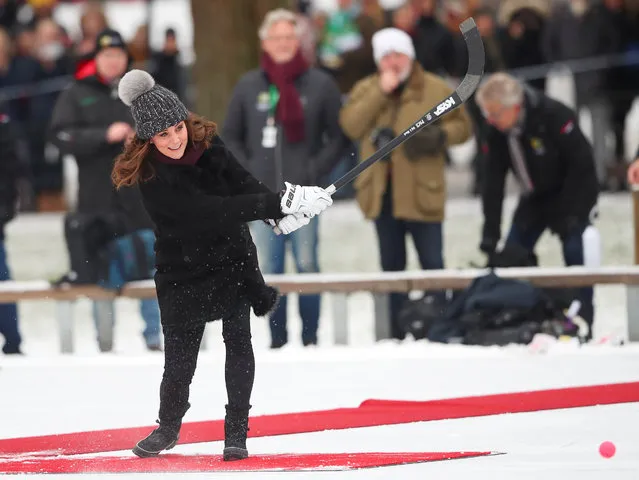 Britain's Catherine, the Duchess of Cambridge, visits a bandy ice rink during her official visit with Prince William in Stockholm, Sweden on January 30, 2018. (Photo by Hannah McKay/Reuters)