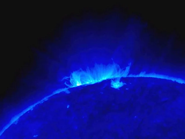 A close-up of loops in a magnetic active region of the sun is shown in this false color image in this December 4, 2006 file photo. (Photo by Reuters/NASA)