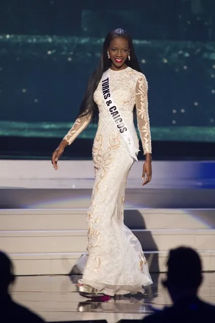 Shanice Williams, Miss Turks & Caicos 2014 competes on stage in her evening gown during the Miss Universe Preliminary Show in Miami, Florida in this January 21, 2015 handout photo. (Photo by Reuters/Miss Universe Organization)