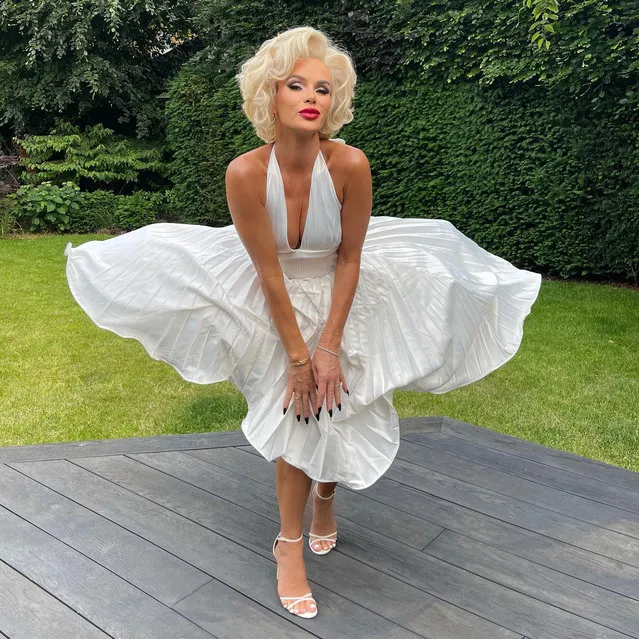 English media personality Amanda Holden was a dead ringer for Hollywood legend Marilyn Monroe as she transformed into the original blonde bombshell for a special birthday party in the second decade of June 2023. (Photo by Instagram)