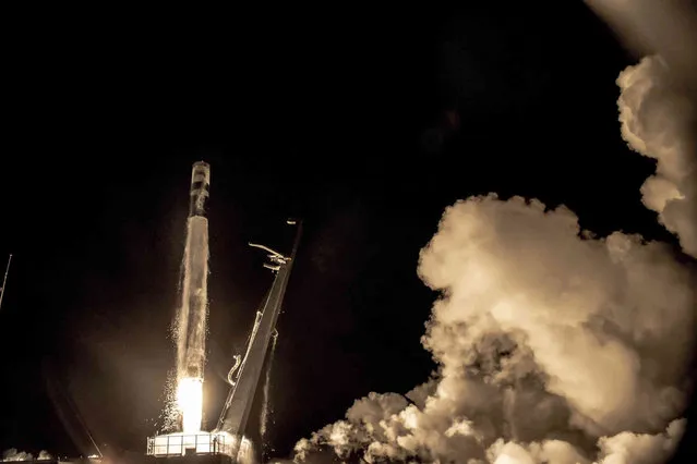 In this remote image provided by Rocket Lab, Monolith, a research and development satellite for the U.S. Space Force is successfully launched into orbit Thursday, July 29, 2021, by an Electron rocket during Rocket Lab's second mission for the Space Force from the Rocket Lab Launch Complex 1, in Mahia, New Zealand. The company said it has now launched 105 satellites. (Photo by Rocket Lab via AP Photo)