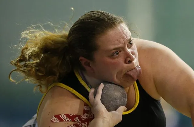 Britain Athletics, British Athletics Indoor Team Trials, English Institute of Sport, Sheffield on February 11, 2017. Great Britain's Sophie McKinna during the women's shot put. (Photo by Andrew Boyers/Reuters/Action Images/Livepic)
