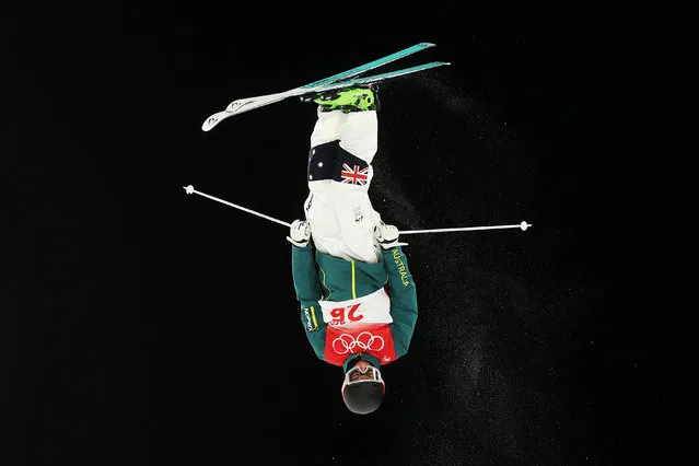 Matt Graham of Team Australia performs a trick during the Men's Freestyle Skiing Moguls training session ahead of Beijing 2022 Winter Olympic Games at the Genting Snow Park on February 01, 2022 in Zhangjiakou, China. (Photo by Lars Baron/Getty Images)