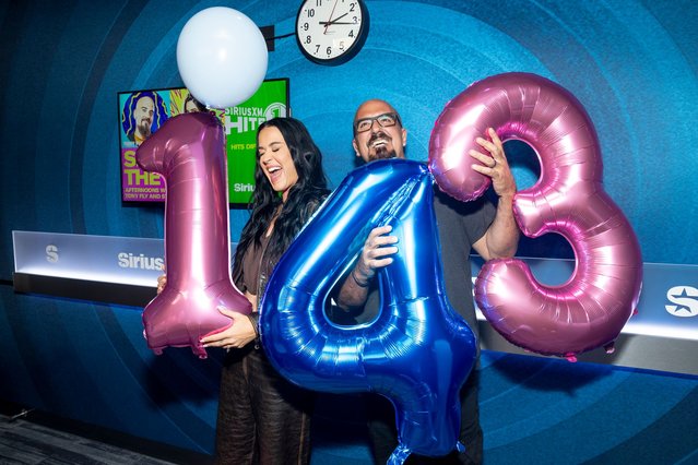 American singer-songwriter Katy Perry and Tony Fly visit the SiriusXM studios on August 19, 2024 in Los Angeles, California. (Photo by Emma McIntyre/Getty Images for SiriusXM)