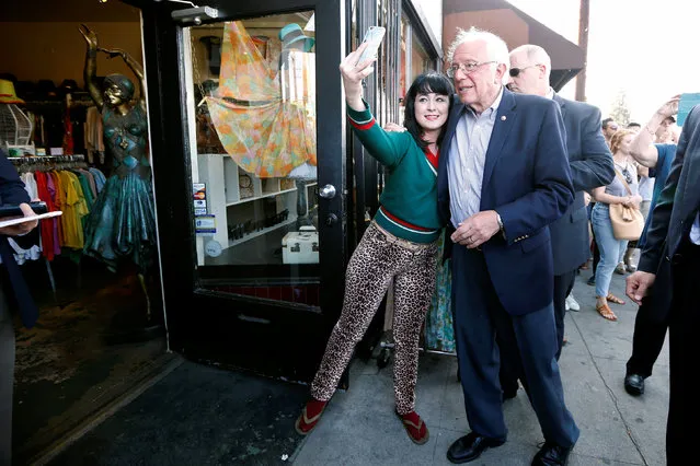 U.S. Democratic presidential candidate Bernie Sanders greets supporters in Los Angeles, California, U.S. June 7, 2016. (Photo by Lucy Nicholson/Reuters)