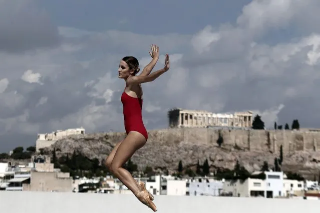 The Greek National Opera Ballet presents MicroDances at three emblematic venues in Athens on October 9, 2021. A five-hour wandering from the Acropolis Museum to the National Museum of Contemporary Art Athens (EMST) and the Stavros Niarchos Foundation Cultural Center (SNFCC). MicroDances is held as part of the project An Ideal City, which aims to research and explore the possibilities of dance as a public art that is rooted in the urban web of three cities: Athens, Reggio Emilia and Brussels. (Photo by Panayotis Tzamaros/NurPhoto/Rex Features/Shutterstock)