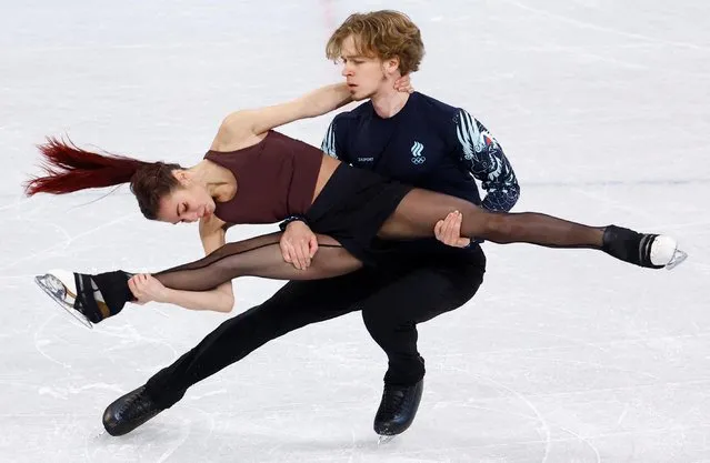 Diana Davis and Gleb Smoklin of the Russian Olympic Committee during training for figure skating at the Capital Indoor Stadium in Beijing, China on February 3, 2022. (Photo by Evgenia Novozhenina/Reuters)