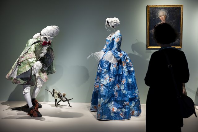 Paper figures made by Belgian artist Isabelle de Borchgrave are displayed during the exhibition “Fantomes de papier” at the Chateau de Nyon, in Nyon, Switzerland, 11 June 2024. The exhibition “Fantomes de papier” (Paper Ghosts), will populate Chateau de Nyon from 14 June to 01 December 2024, displaying life-size paper silhouettes in 18th-century costumes, created by Belgian artist Isabelle de Borchgrave to mark the 300th birth anniversary of the King Frederick II of Prussia. (Photo by Salvatore Di Nolfi/EPA/EFE)