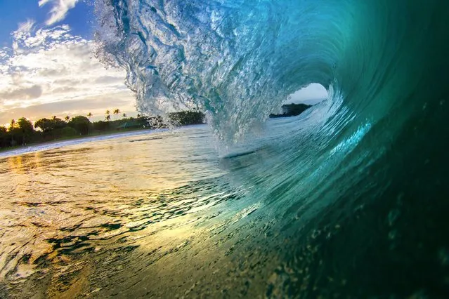 The giant waves which pounded Hawaii last week may have looked spectacular from the shoreline – but as these photographers have proved they were just as swell from the inside. (Photo by Caters News)