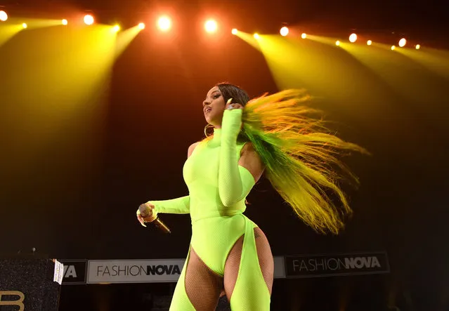 Cardi B performs onstage as Fashion Nova Presents: Party With Cardi at Hollywood Palladium on May 9, 2019 in Los Angeles, California. (Photo by Presley Ann/Getty Images for Fashion Nova)