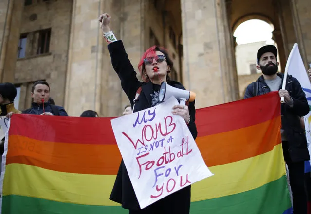 People attend a rally to mark International Women's Day in Tbilisi, Georgia, March 8, 2017. (Photo by David Mdzinarishvili/Reuters)