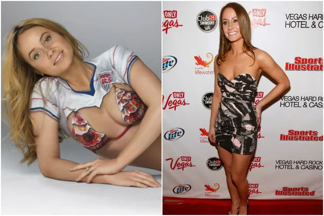 US striker Clint Dempsey’s wife, Bethany, has brains to go with her beauty. She holds a master’s degree and has interned in the field of educational psychology. Bethany – a mother of two – posed in body paint on the cover of Sports Illustrated’s special World Cup wives edition four years ago. (Photo by SI.com/Getty Images)