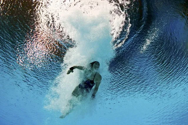 Rebecca Gallantree of Britain is seen underwater during the mixed team event final at the Aquatics World Championships in Kazan, Russia July 29, 2015. (Photo by Stefan Wermuth/Reuters)