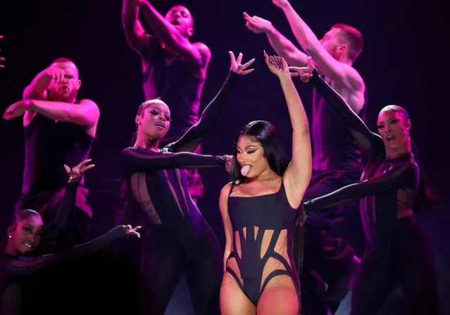 American rapper Megan Thee Stallion performs during the 2022 Billboard Music Awards at MGM Grand Garden Arena in Las Vegas, Nevada, U.S. May 15, 2022. (Photo by Mario Anzuoni/Reuters)
