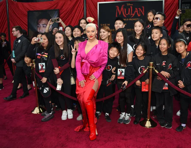 Christina Aguilera attends Disney's “Mulan” World Premiere – Red Carpet – Fan Pen at Dolby Theatre on March 09, 2020 in Hollywood, California. (Photo by Presley Ann/Getty Images for SHEIN)