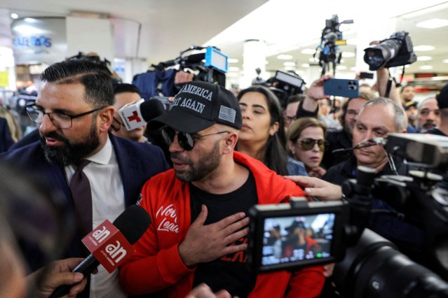 Henry “Enrique” Tarrio, former national chairman of the Proud Boys and who was sentenced to 22 years, arrives at Miami Airport after his release from prison a day after U.S. President Donald Trump made a sweeping pardon of those charged in the January 6, 2021 attack on the U.S. Capitol, in Miami, Florida, U.S. January 22, 2025. (Photo by Marco Bello/Reuters)