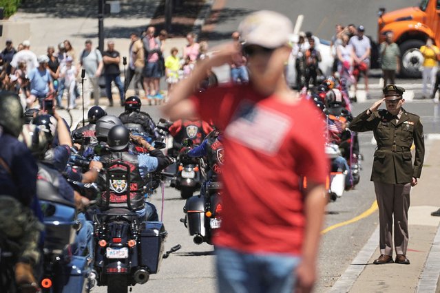 Motorcyclists participate in the 'Rolling to Remember' motorcycle rally, riding through the nation's capital to raise awareness about issues faced by veterans, in Washington, D.C.. on May 25, 2025. (Photo by Ken Cedeno/Reuters)