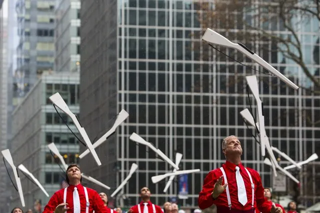 Members of the Madison Scouts perform during the 88th Annual Macy's Thanksgiving Day Parade in New York November 27, 2014. (Photo by Andrew Kelly/Reuters)