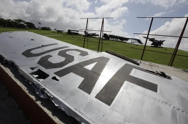 A wing of a U.S. Air Force U2 reconnaissance aircraft downed by the Soviets in Cuba in 1962 is displayed along with other Soviet-made Cold War relics at La Cabana fortress in Havana in an October 13, 2012 file photo. The United States will restore diplomatic relations it severed with Cuba more than 50 years ago, a major policy shift ending decades of hostile ties with the communist-ruled island, President Barack Obama said on Wednesday. (Photo by Desmond Boylan/Reuters)