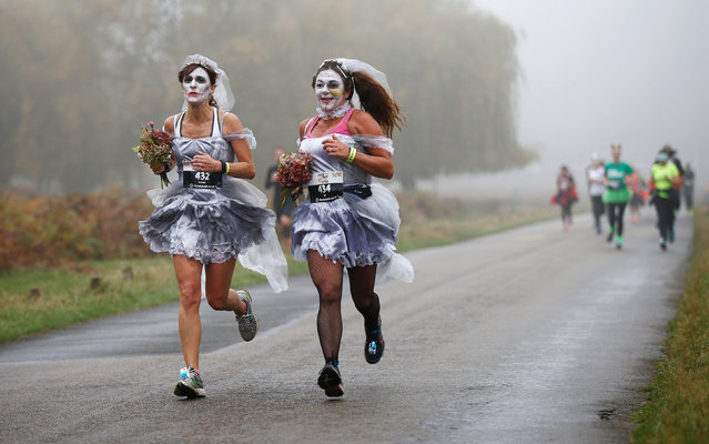 Participants take part in a Trick or Treat halloween fun run in Richmond Park, London, Britain October 30, 2016. (Photo by Peter Nicholls/Reuters)