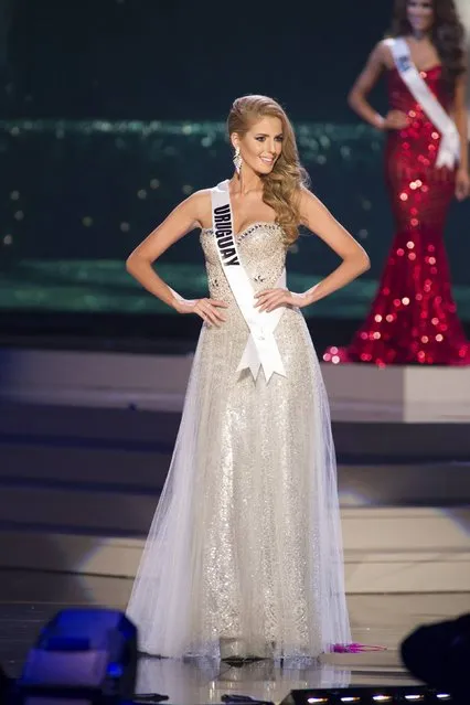 Johana Riva, Miss Uruguay 2014 competes on stage in her evening gown during the Miss Universe Preliminary Show in Miami, Florida in this January 21, 2015 handout photo. (Photo by Reuters/Miss Universe Organization)