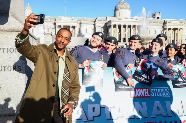 American actor Anthony Mackie attends the UK photocall of Marvel Studios’ Captain America: Brave New World in Trafalgar Square in London, England on January 30, 2025. (Photo by Tim P. Whitby/Getty Images for the Walt Disney Company Ltd)