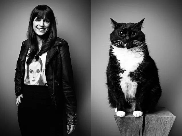 Pet owner Isabel with her blind housecat, “Captain Jack”. (Photo by Tobias Lang)