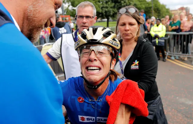 Marta Bastianelli of Italy reacts after winning the Gold medal in the Road Cycling race on Day Four of the European Championships Glasgow 2018 at on August 5, 2018 in Glasgow, Scotland. (Photo by Russell Cheyne/Reuters)